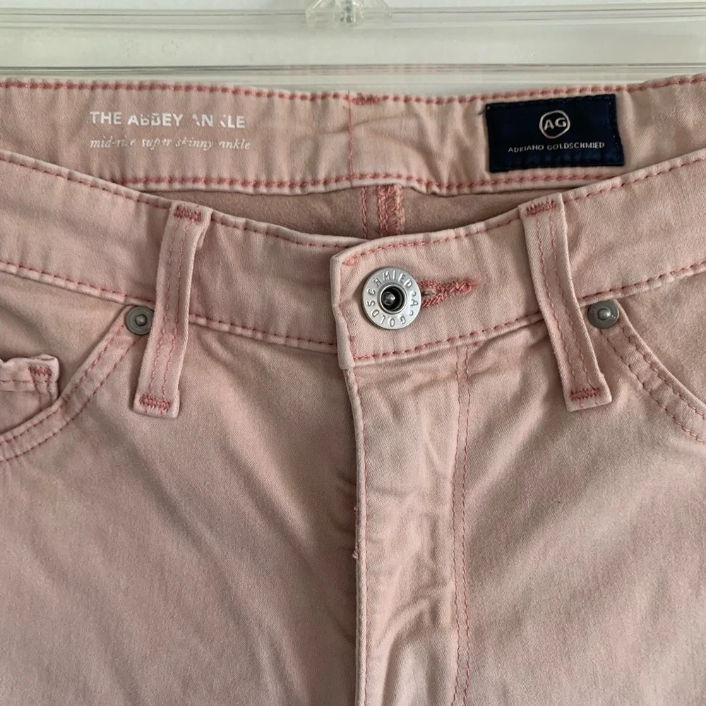 AG Adriano Goldschmied Light Pink ‘The Abbey Ankle’ Mid Rise Super Skinny Jeans - Picture 5 of 6